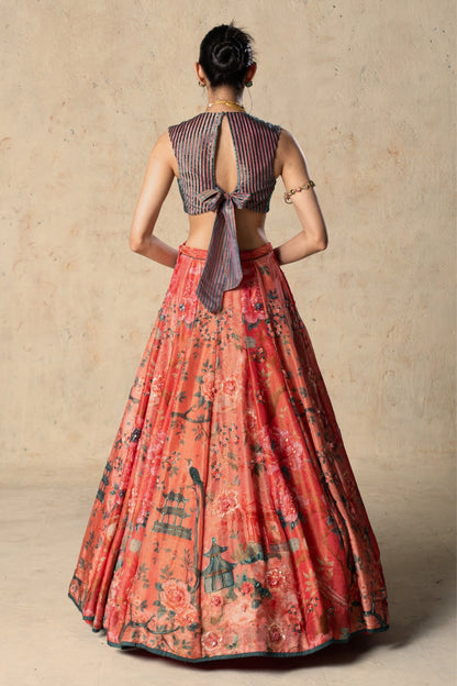 Printed Tissue Lehenga Set