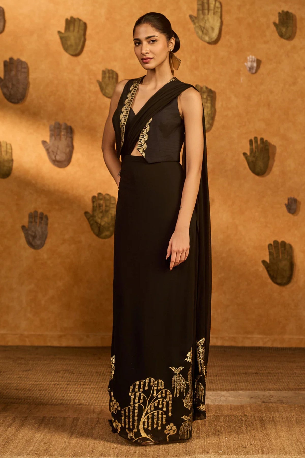 Black Zen Stitched Saree