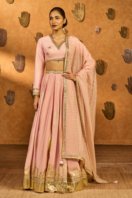Baby Pink Mandarin Sky Lehenga Set