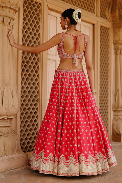 Noorbano - Hot Pink Lehenga Set with Blouse & Dupatta