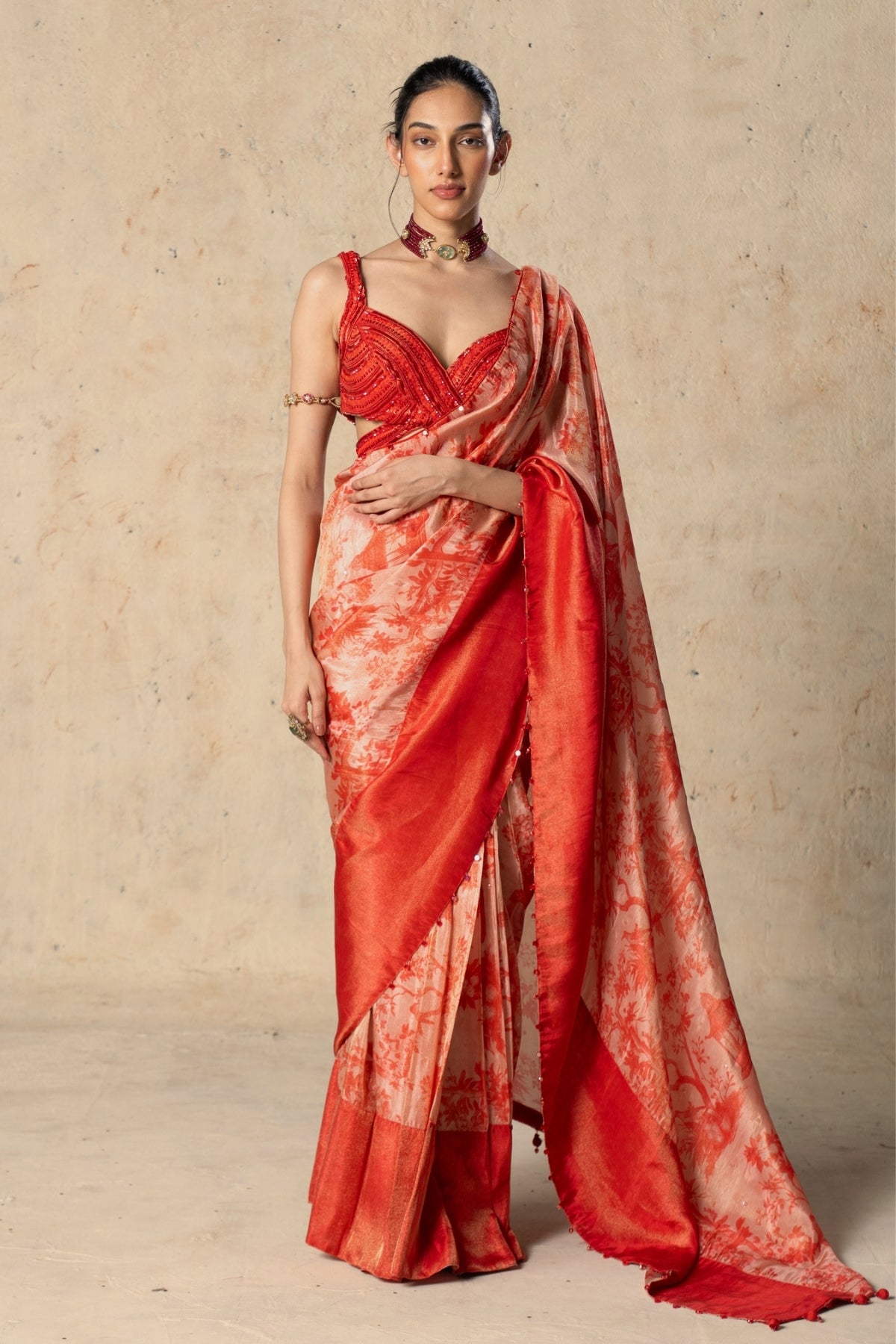 Printed Tissue Saree Set