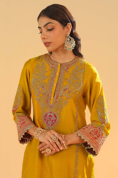 Mirha - Mustard Short Straight Kurta with Salwar