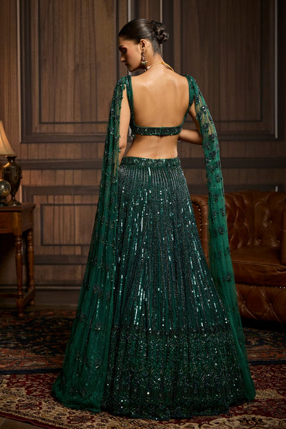 EMERALD GREEN EMBELLISHED LEHENGA SET