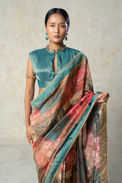 Printed Tissue Yarded Saree