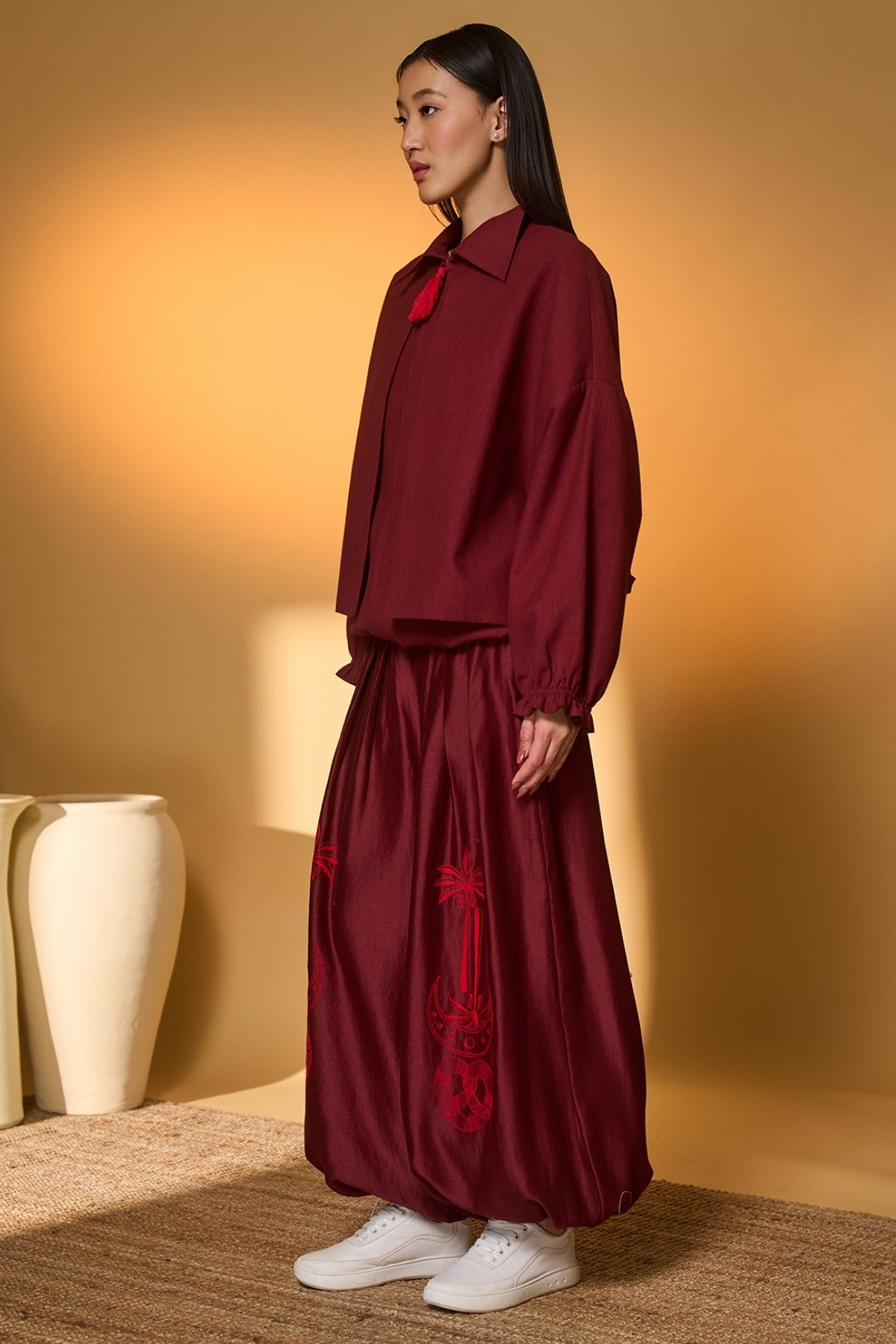 Maroon Pine-Code Co-Ord Set