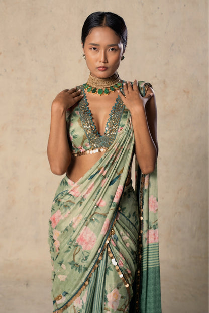 Emerald Aura Saree
