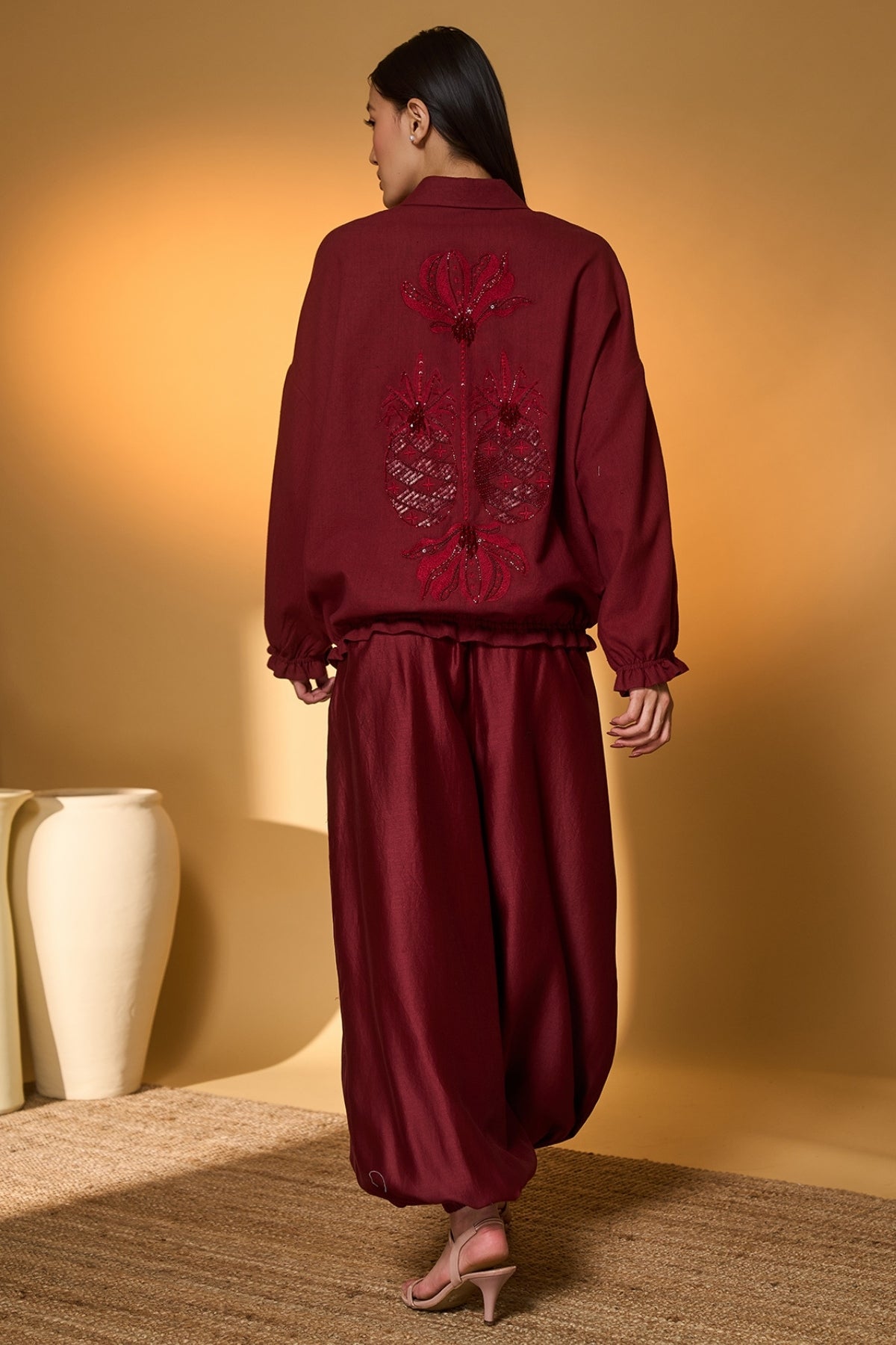 Maroon Pine-Code Co-Ord Set