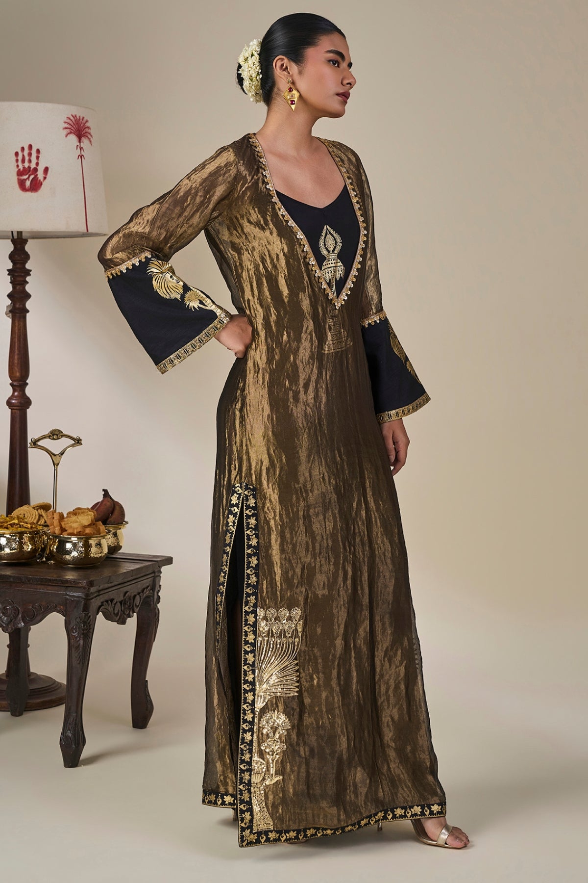 Black Palm Pillar Kaftan