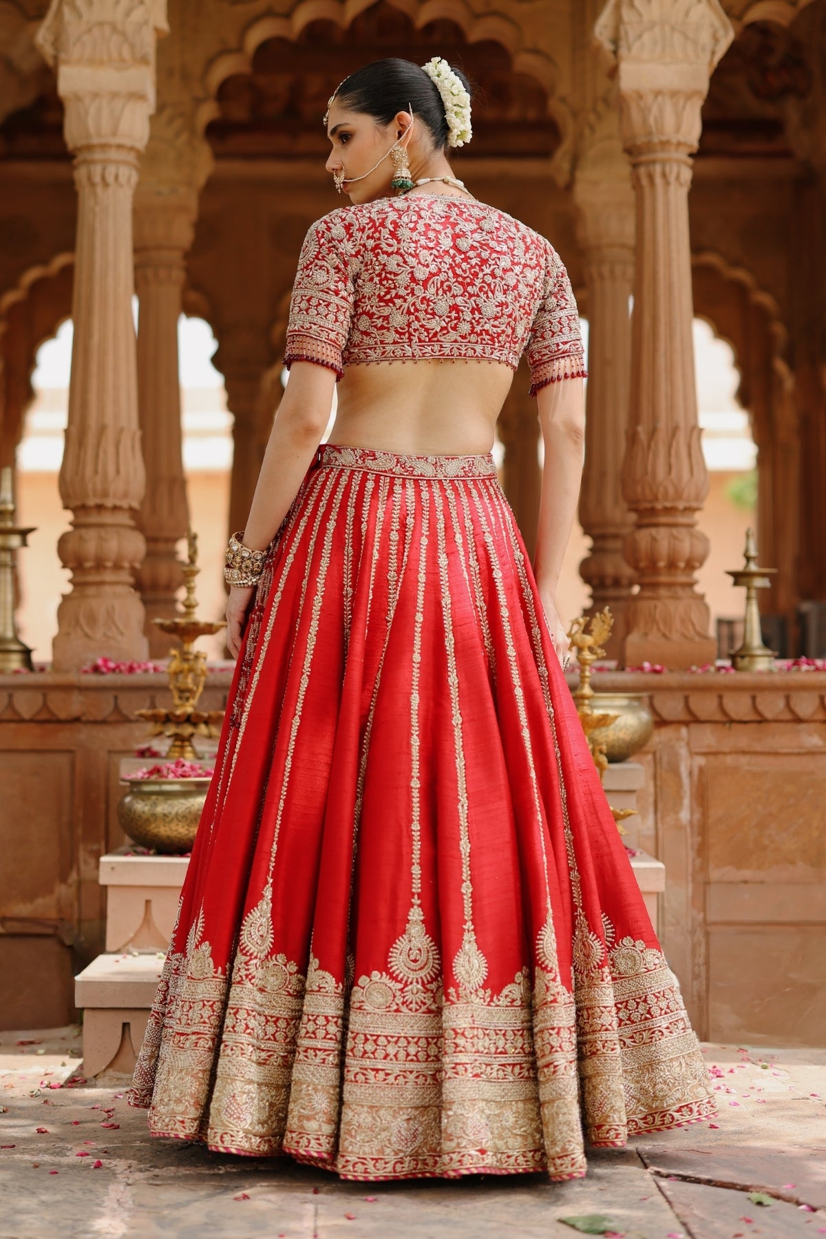 Roha - Deep Red Lehenga Set with Blouse & Dupatta