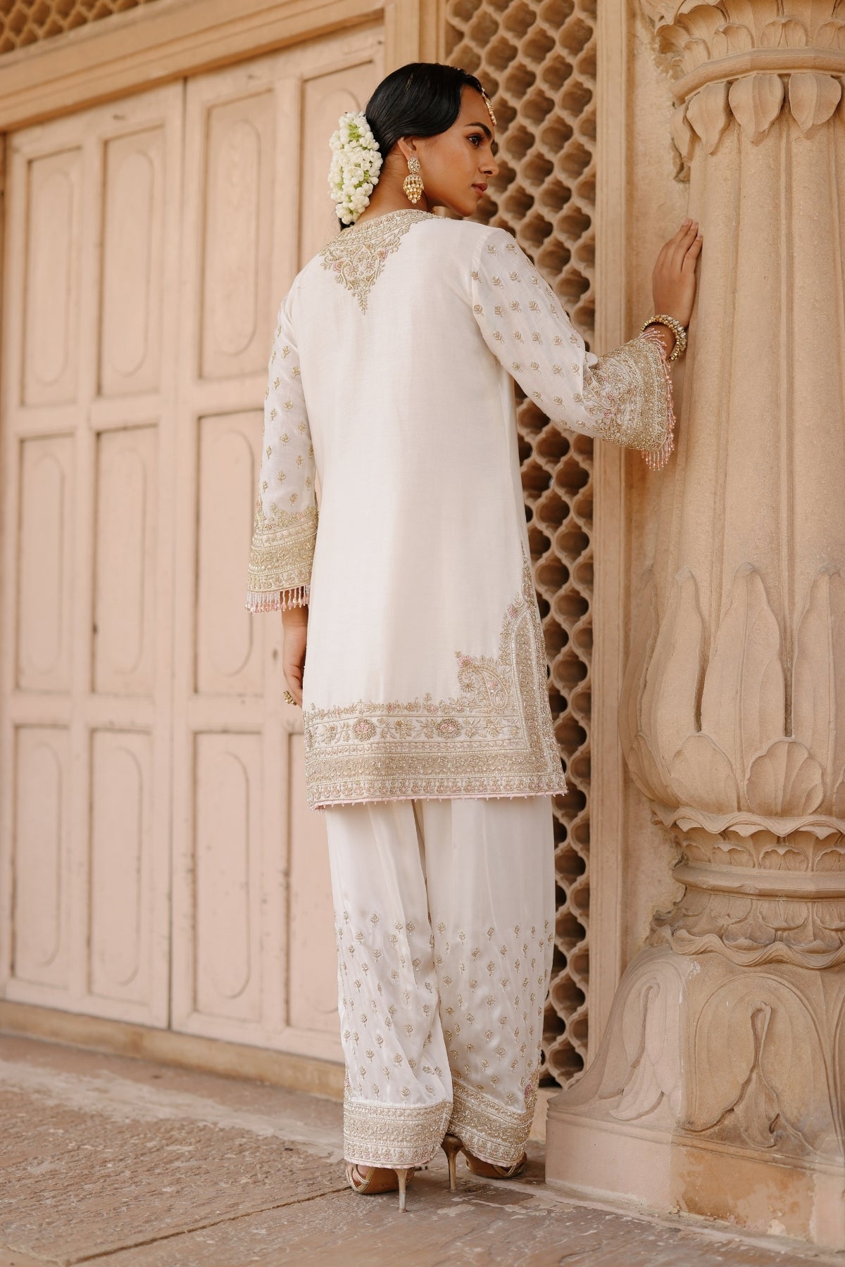 Ansha - Daisy Ivory Short Kurta Set with Salwar & Dupatta