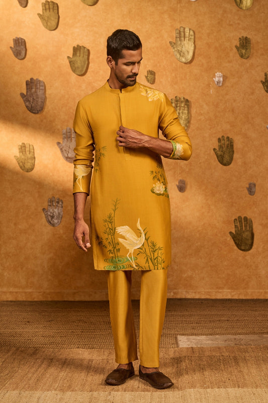 Ochre Bamboo Grove Kurta Set