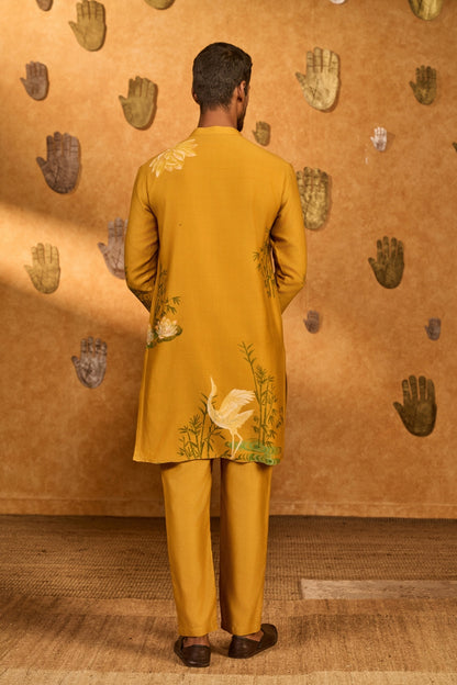 Ochre Bamboo Grove Kurta Set