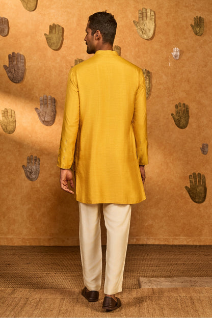 Ochre Trinklet And Pots Kurta Set