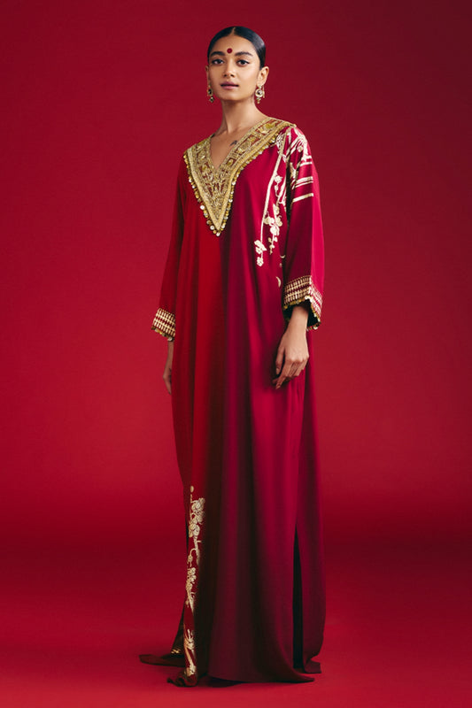 Red & Plum Moonlight Melody Kaftan