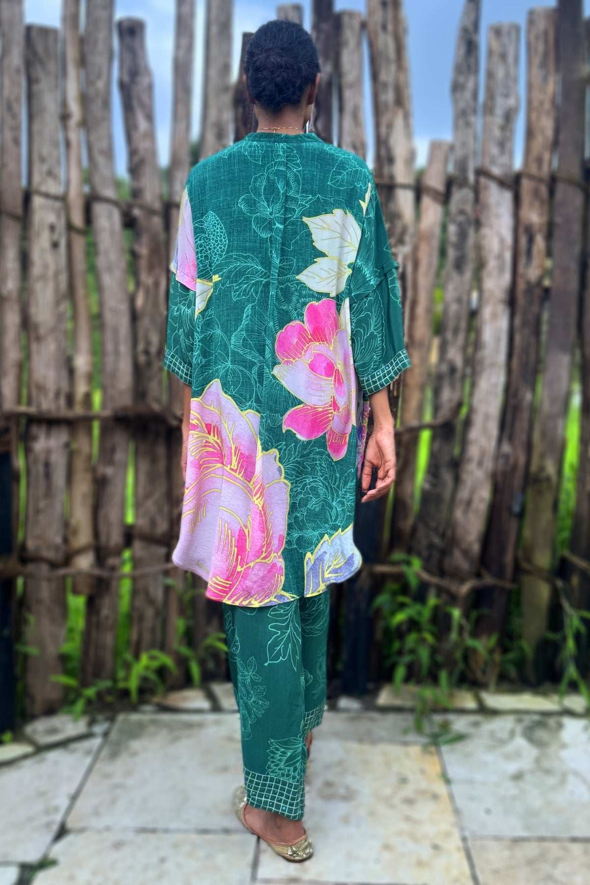 Forest Green Crepe Hand Embroidered Co-Ord Set