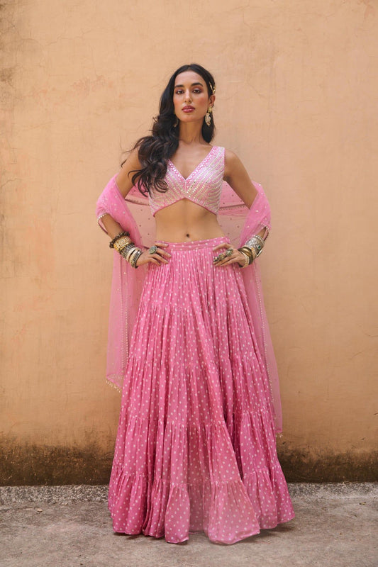 Pale Pink Bandhani Set