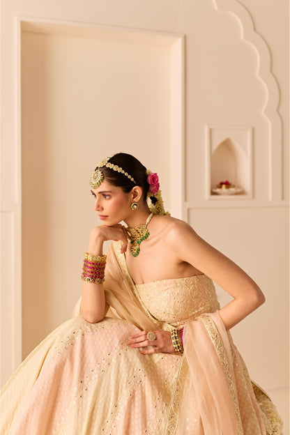 UMAIZA - CARNATION PINK  LEHENGA WITH BLOUSE AND DUPATTA