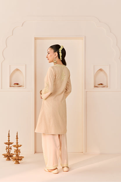 REEM - CARNATION PINK SHORT CHOGA WITH DOGRI SALWAR AND DUPATTA