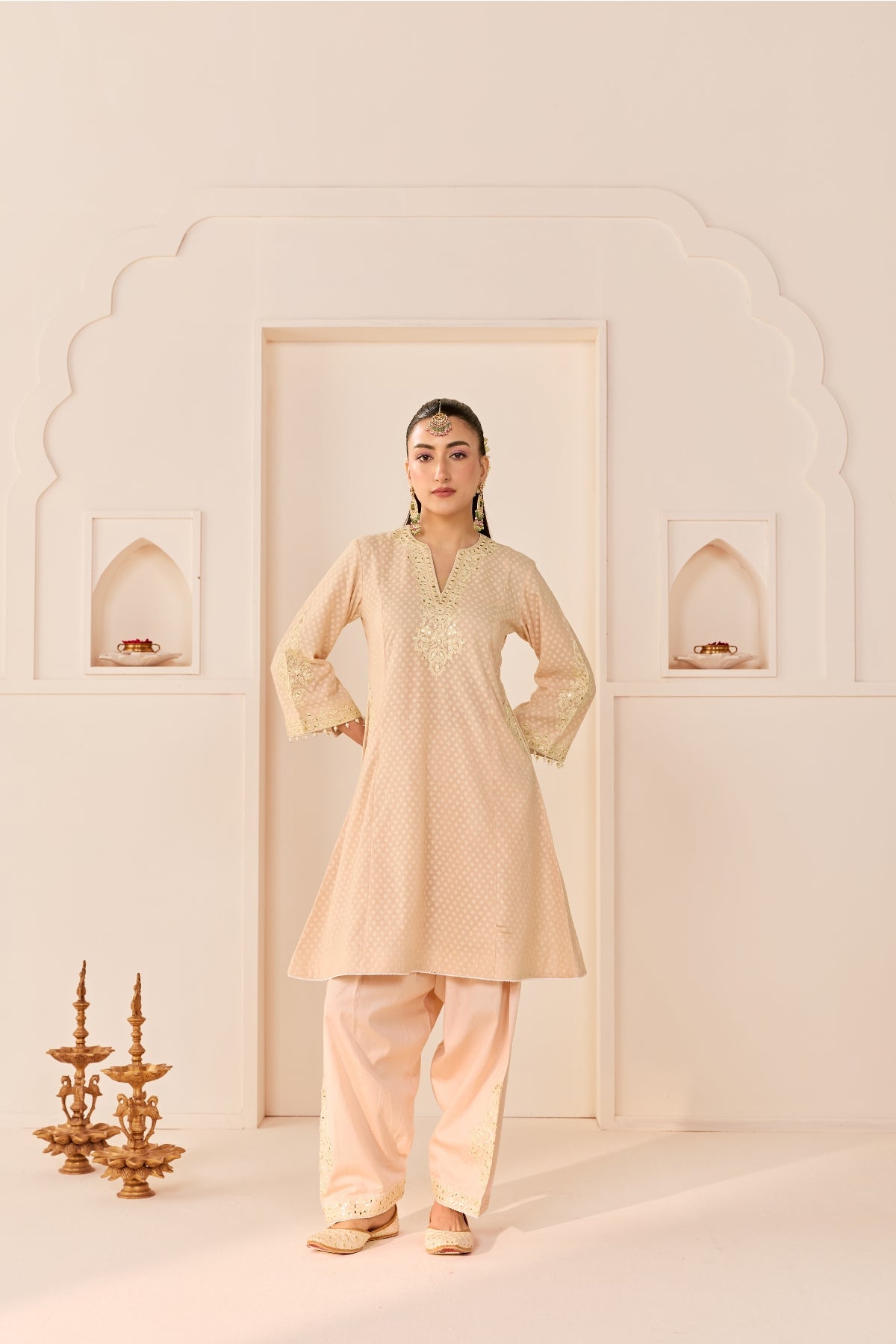 REEM - CARNATION PINK SHORT CHOGA WITH DOGRI SALWAR AND DUPATTA