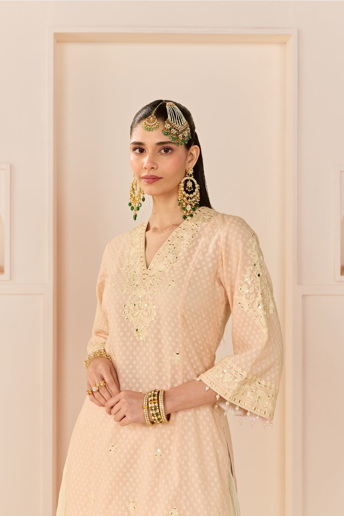 RUHANI - CARNATION PINK LONG KURTA WITH SKIRT AND DUPATTA
