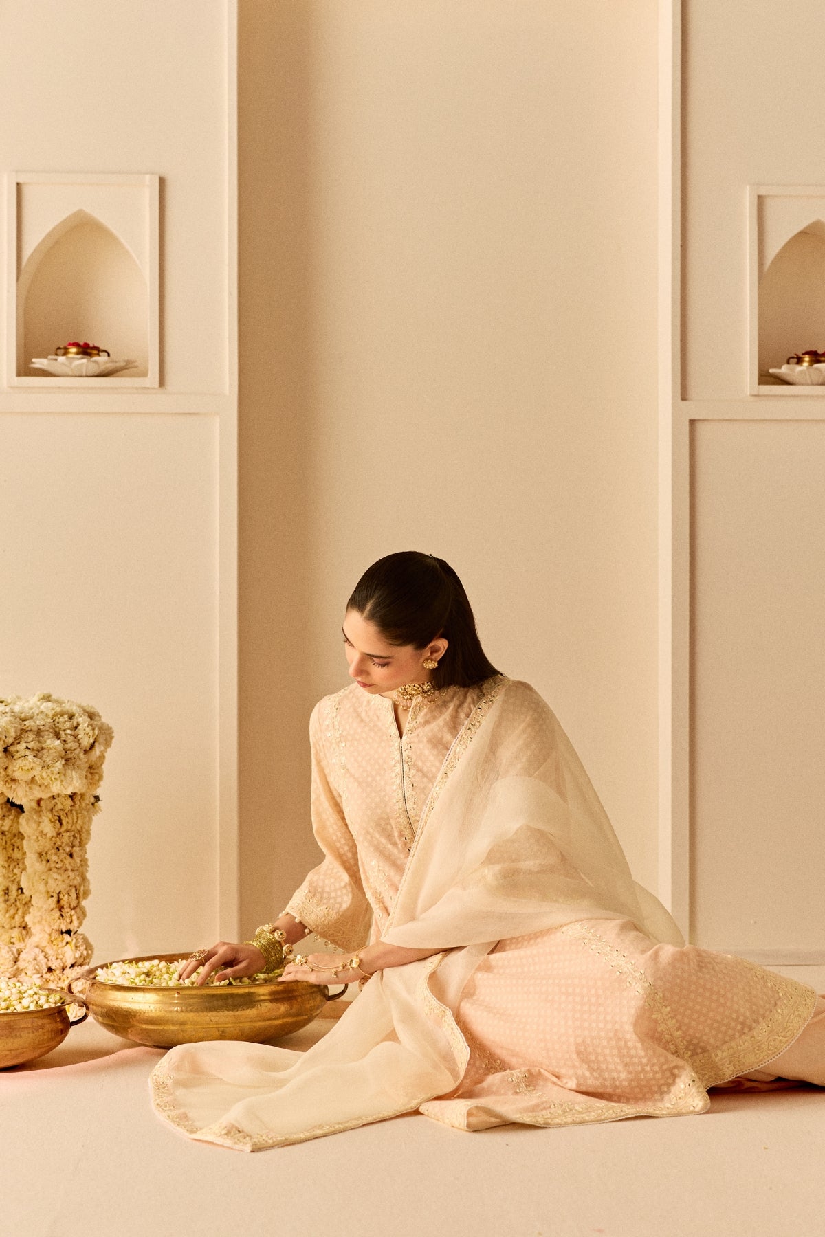 FIRDAUS - CARNATION PINK LONG KALIDAAR CHAUGA WITH DOGRI SALWAR AND DUPATTA