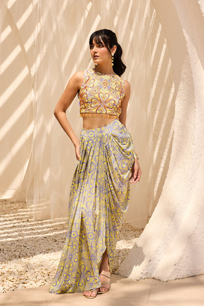 Mellow Yellow Asymmetric Printed Co-Ord Set