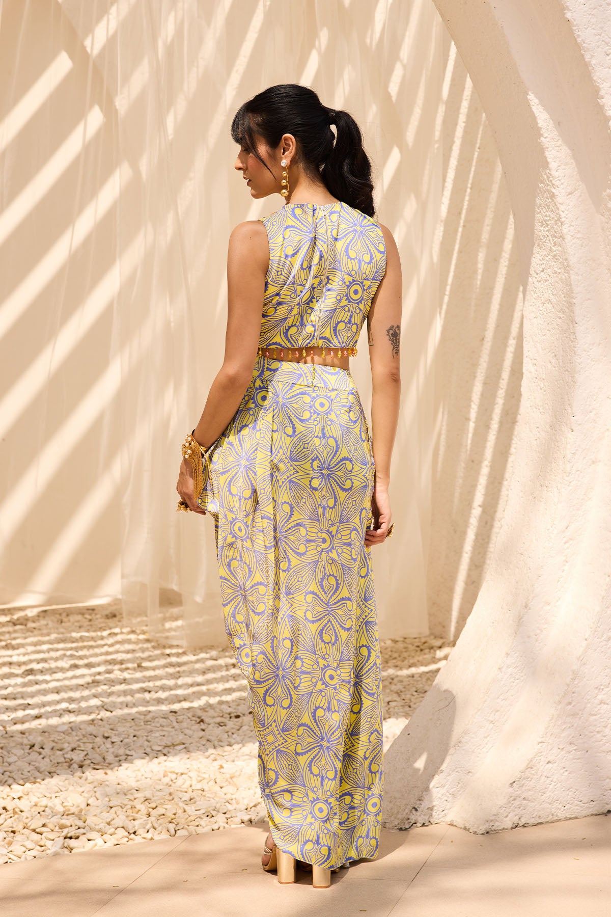 Mellow Yellow Asymmetric Printed Co-Ord Set