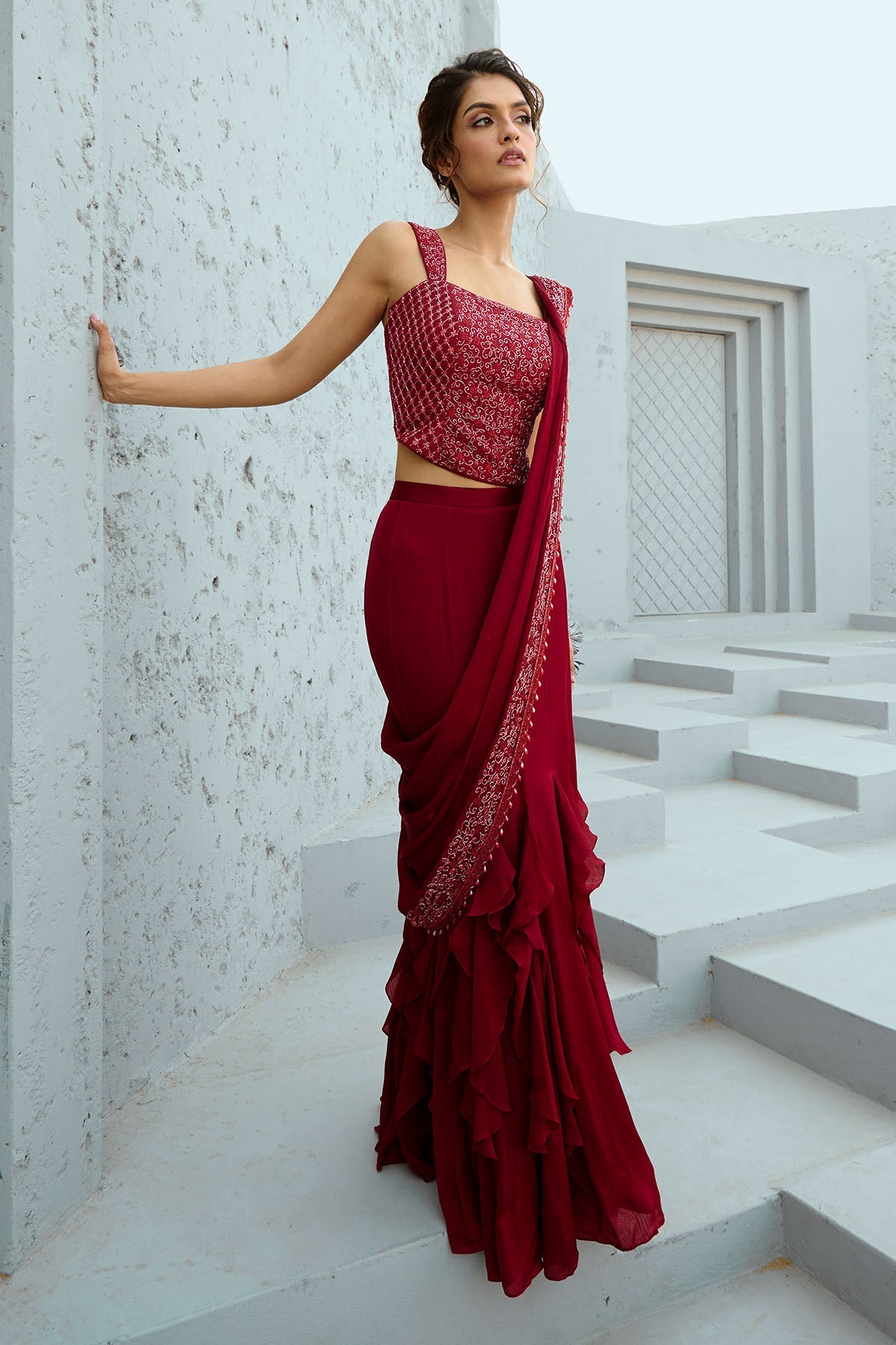 Estelle Corset Pre Drape Sari Set