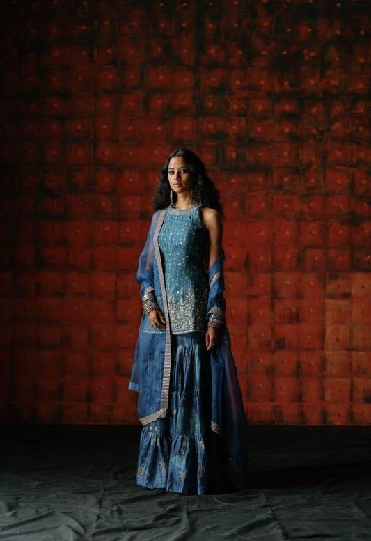 Indigo sharara set