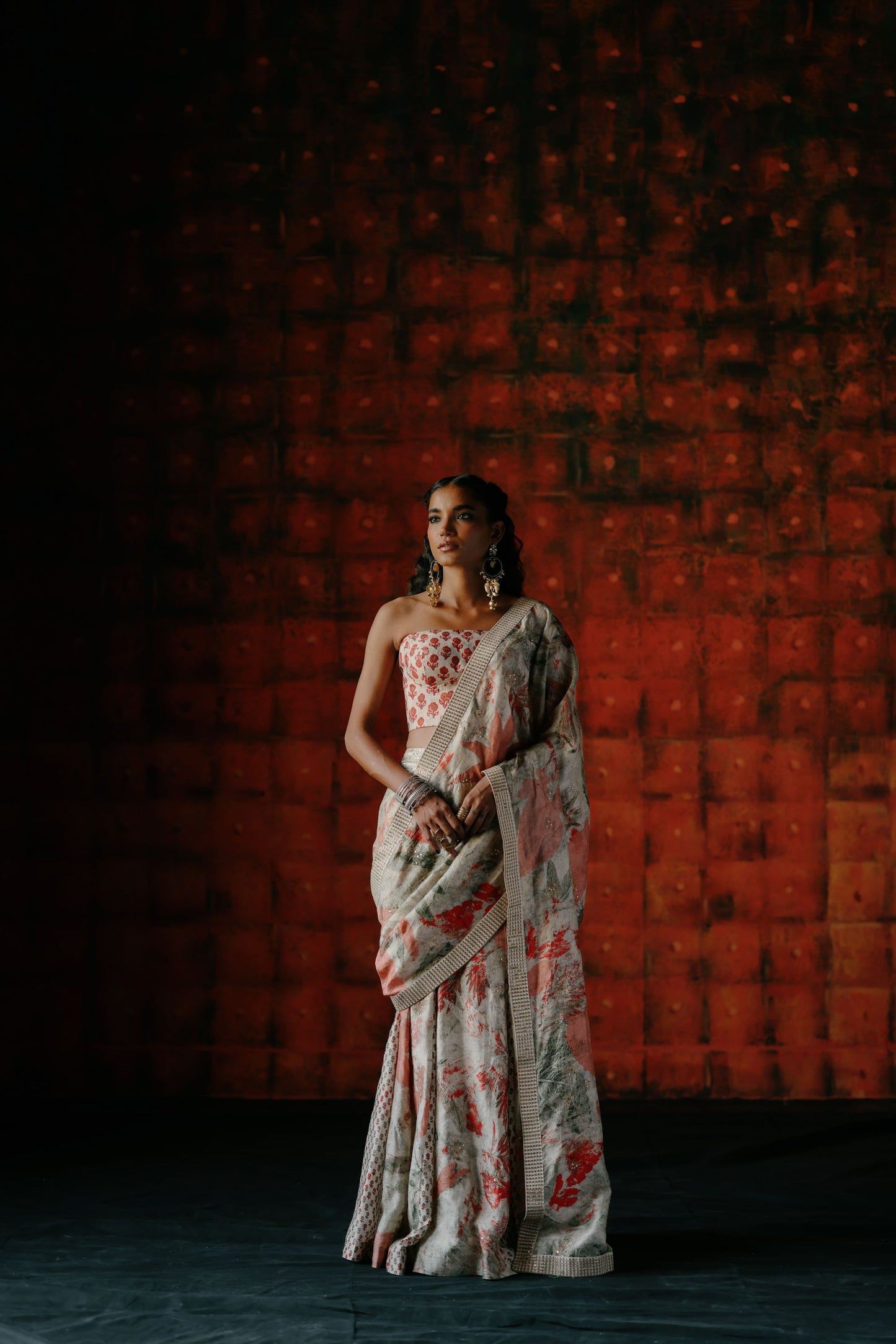 Pearl pre draped saree