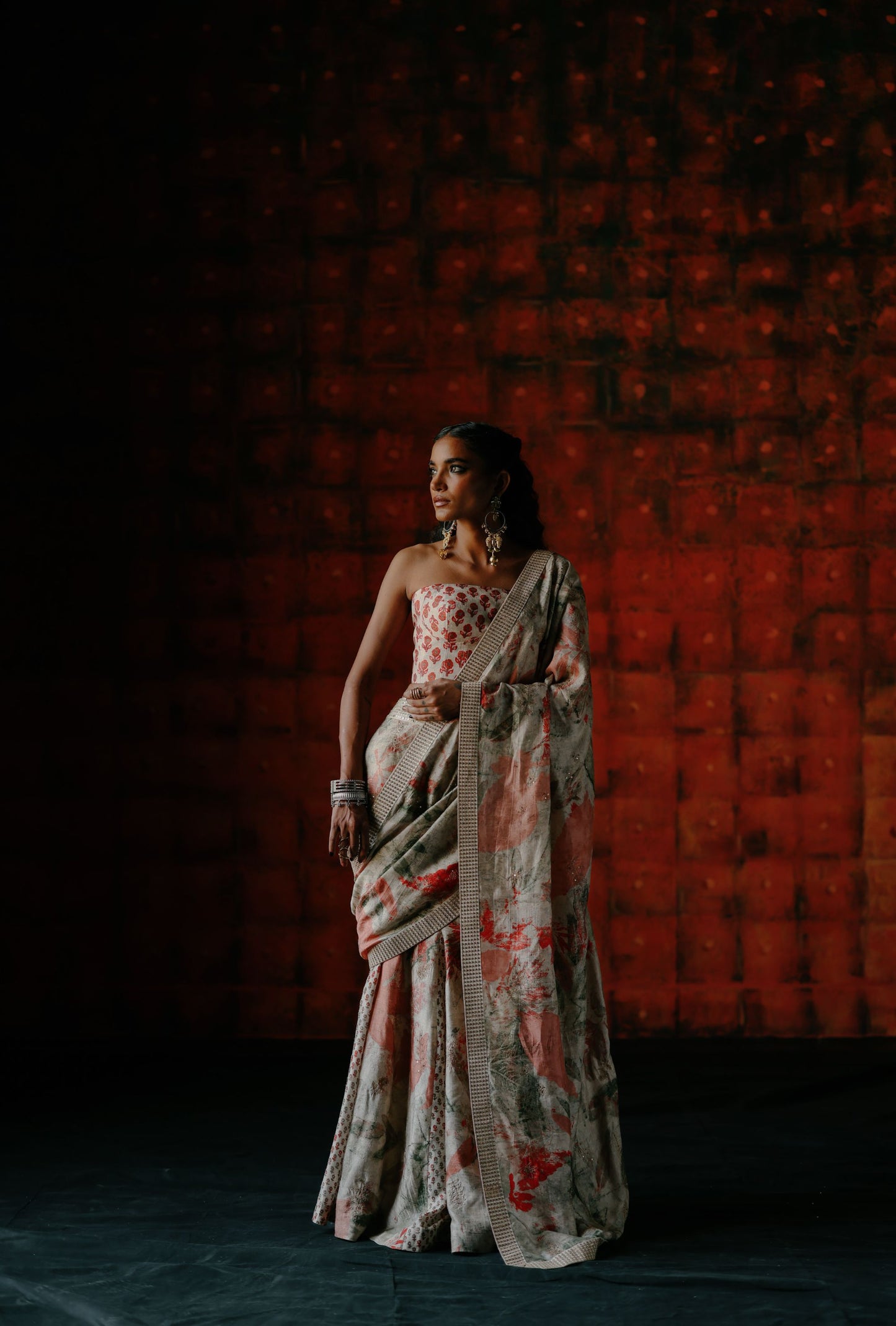 Pearl pre draped saree