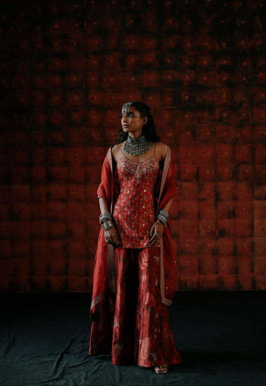 Brick red tunic set