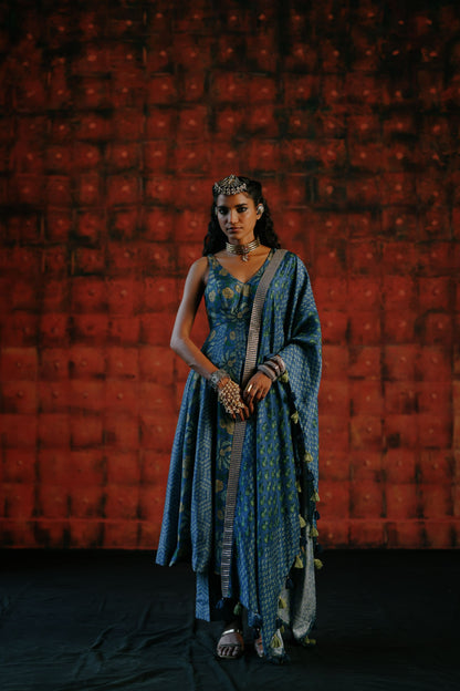 Indigo anarkali set