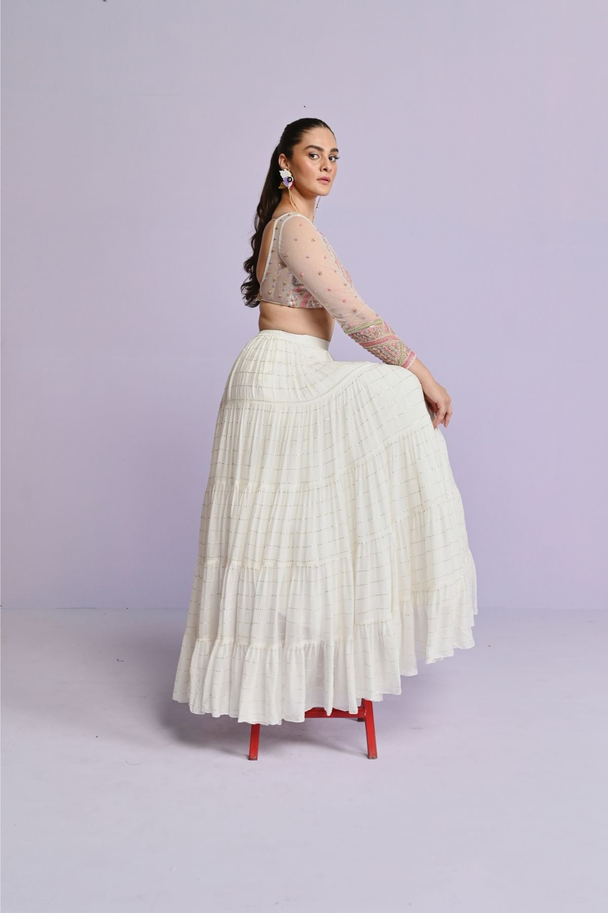 Ivory Sequin Frill