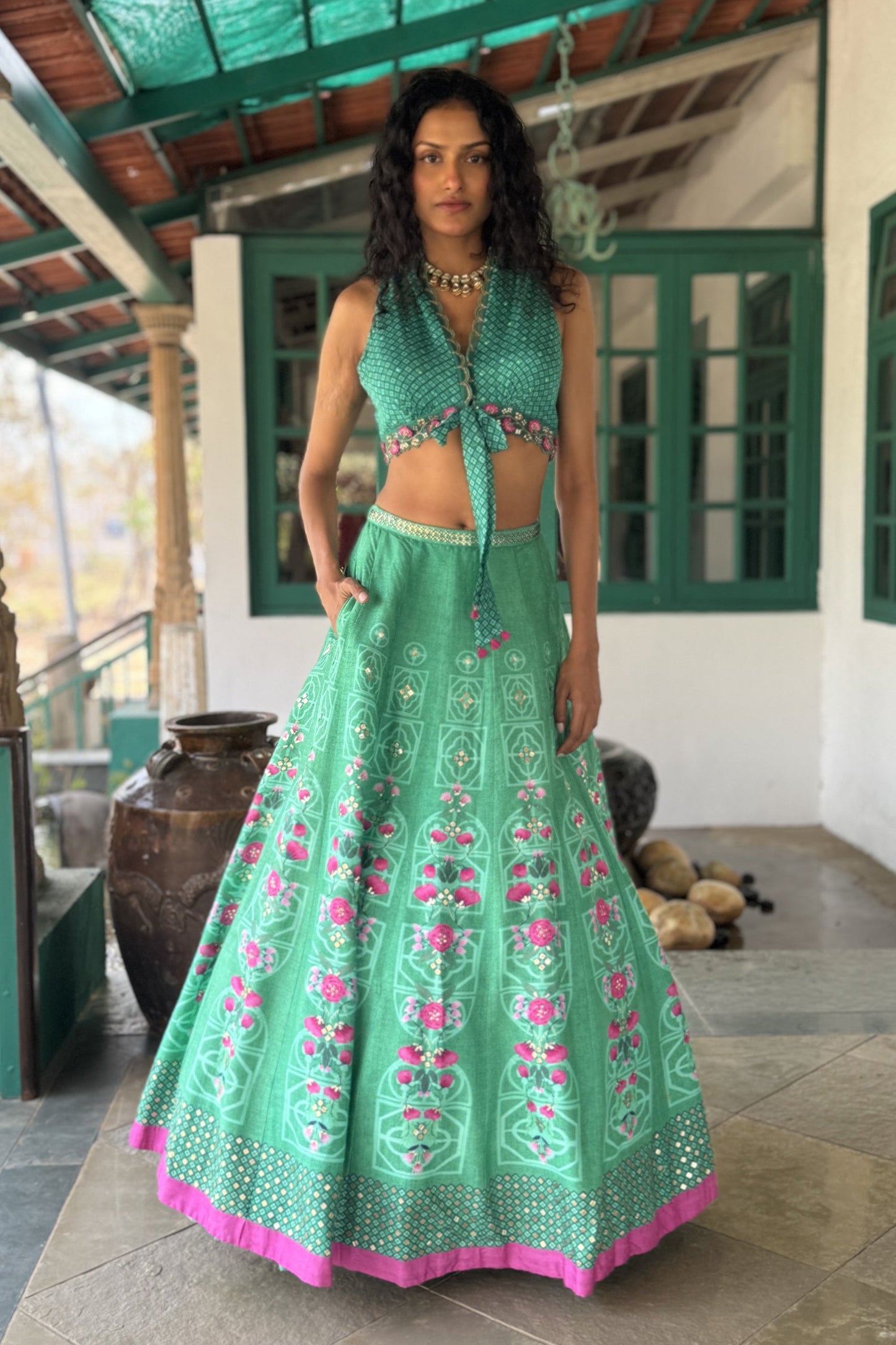Aqua Lehenga Set
