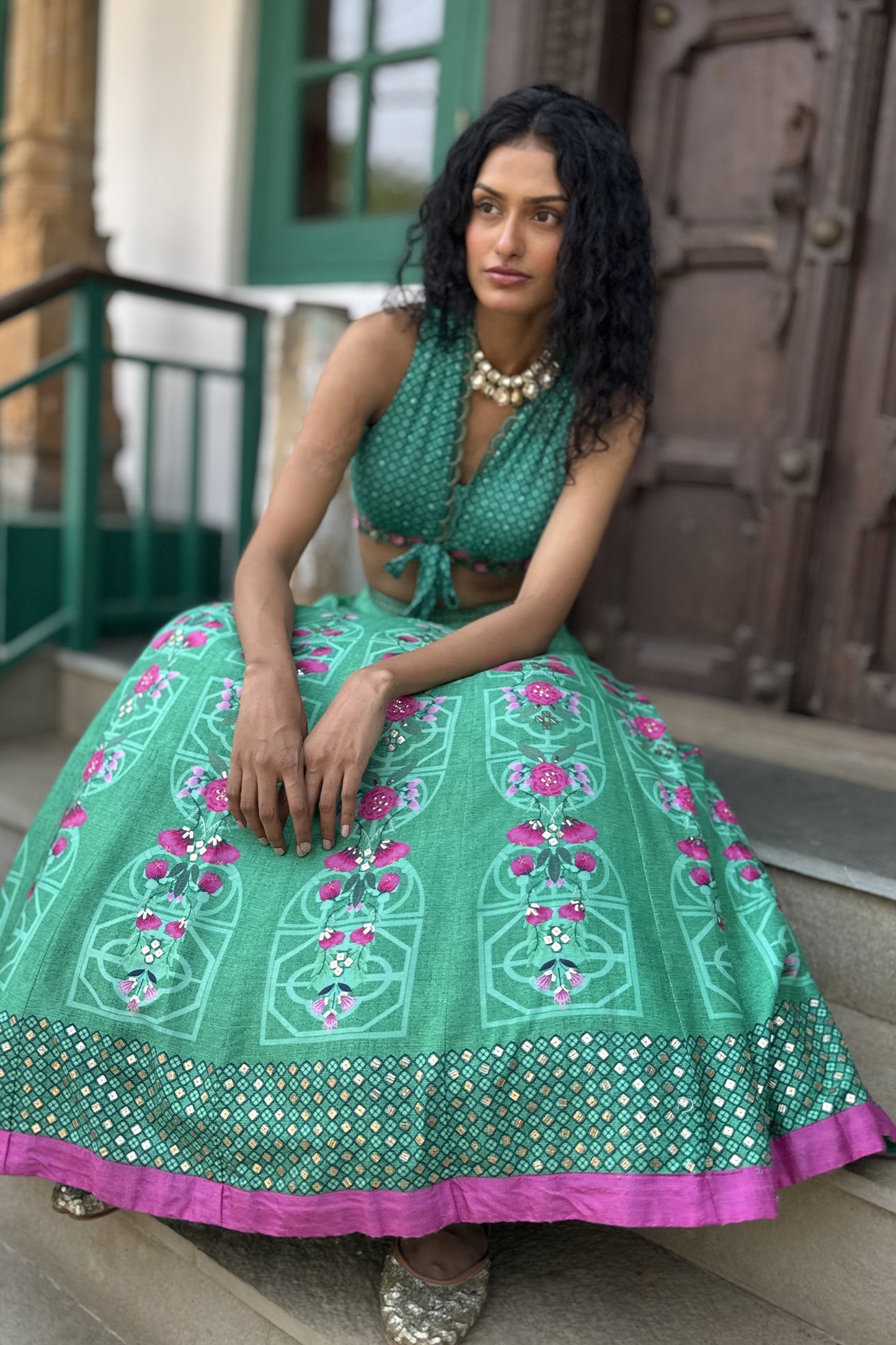 Aqua Lehenga Set
