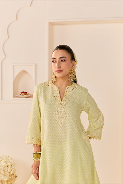 REEM - MINT GREEN SHORT CHOGA WITH DOGRI SALWAR AND DUPATTA