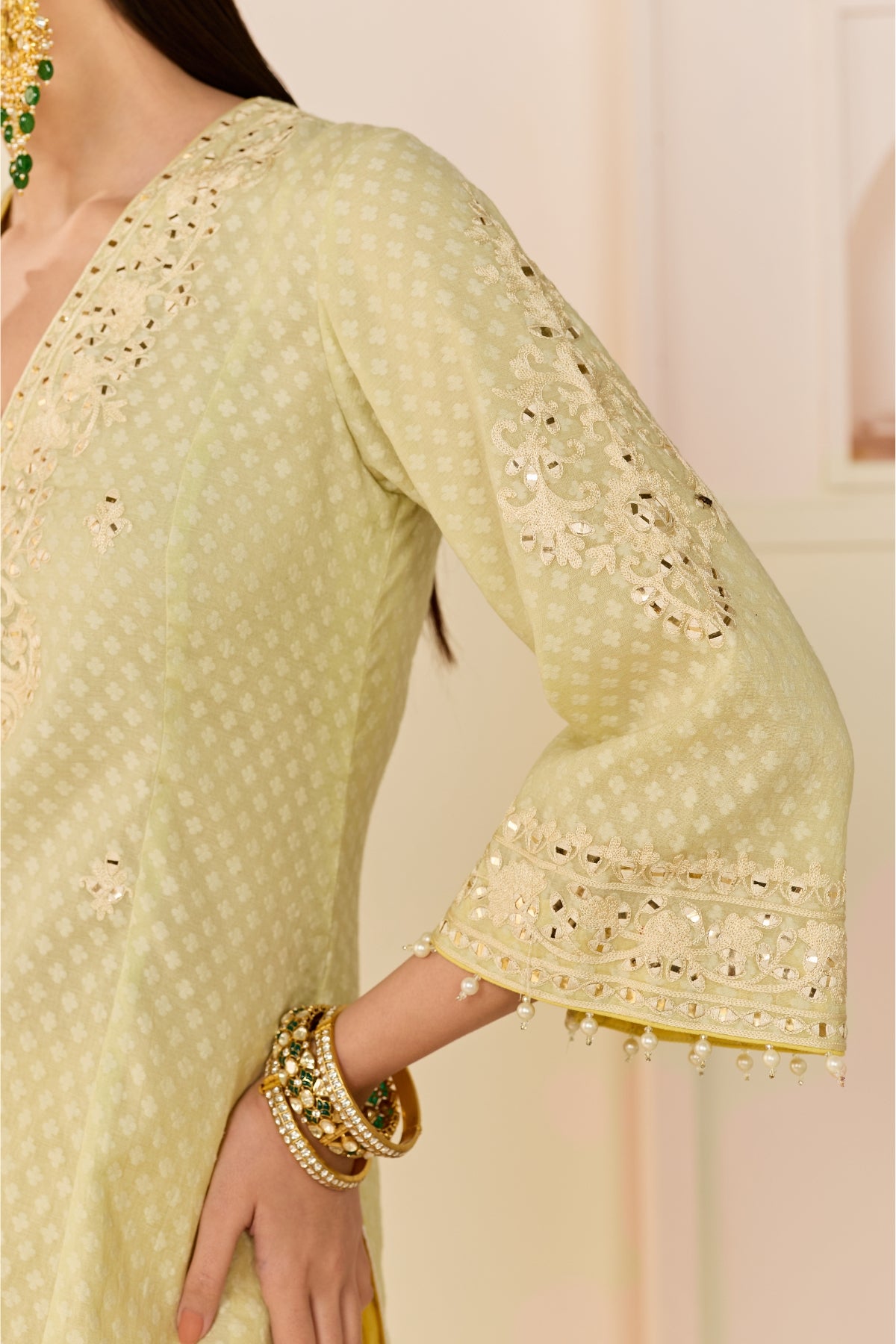 RUHANI - MINT GREEN LONG KURTA WITH SKIRT AND DUPATTA