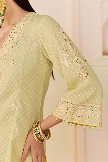 RUHANI - MINT GREEN LONG KURTA WITH SKIRT AND DUPATTA