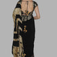 BLACK CRINKLE GOTA PALLA SARI WITH BUNCH OF BIRDS PRE- PLEATED PLEATS AND BLOUSE PIECE
