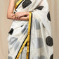 Monochrome Polka Saree With Embroidered Blouse Piece