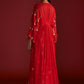 Red Gota Embroidered Kaftan With Slip