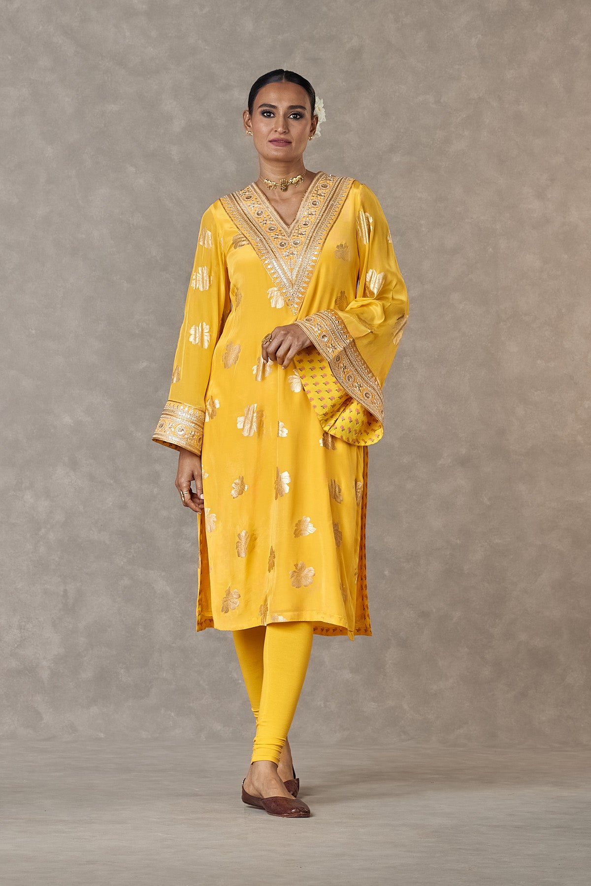 Yellow Parijat Kurta