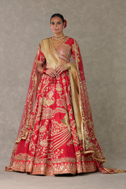 Red 'Bagh-E-Bahar' Lehenga Set