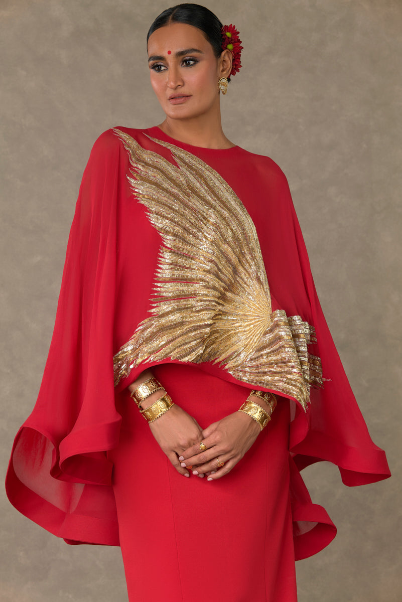 Red 'Son-Chidiya' Gown Set