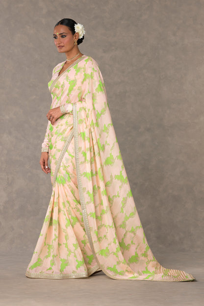 Mint Candy Swirl Organza Saree