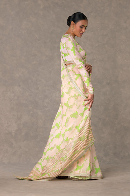 Mint Candy Swirl Organza Saree