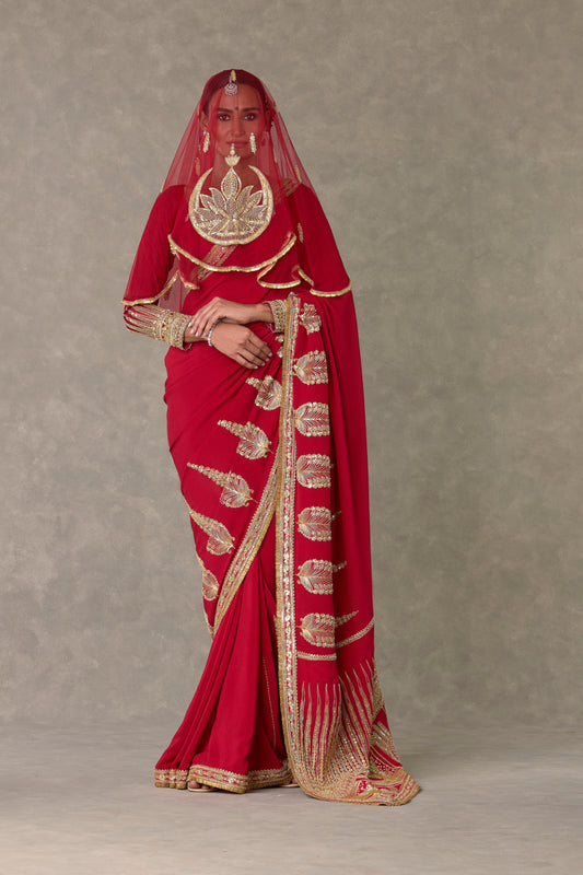 Red Son-Patti Saree