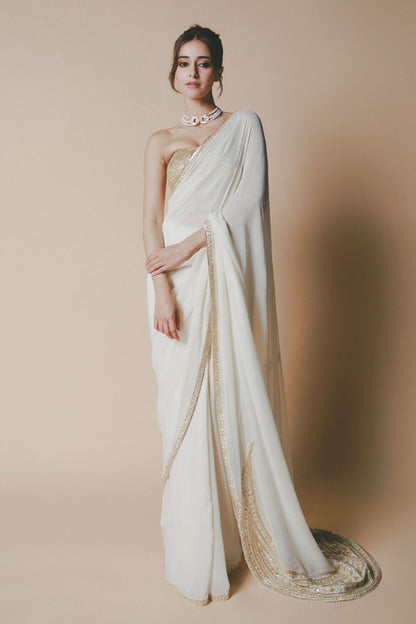 Ananya Panday in Ivory Chaand Saree