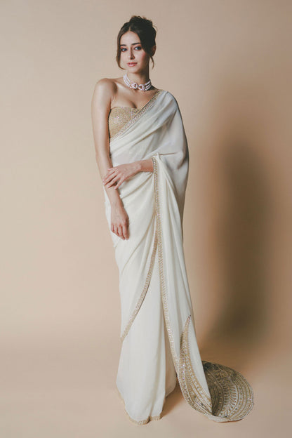 Ananya Panday in Ivory Chaand Saree